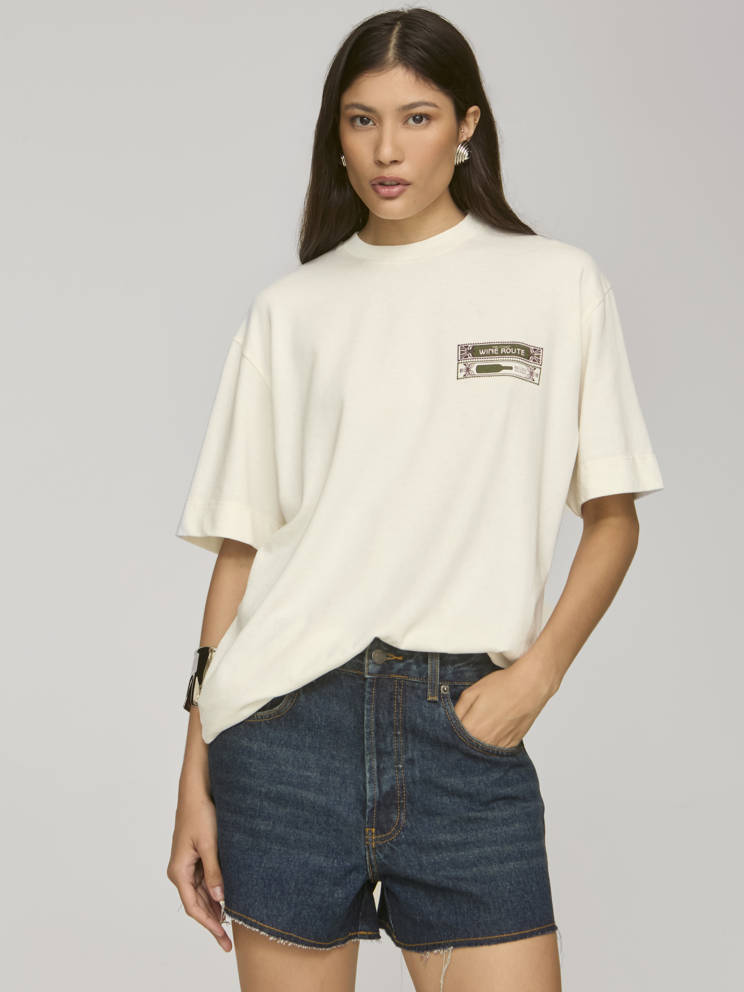 T-shirt Oversized Wine Route Off White - NIINI