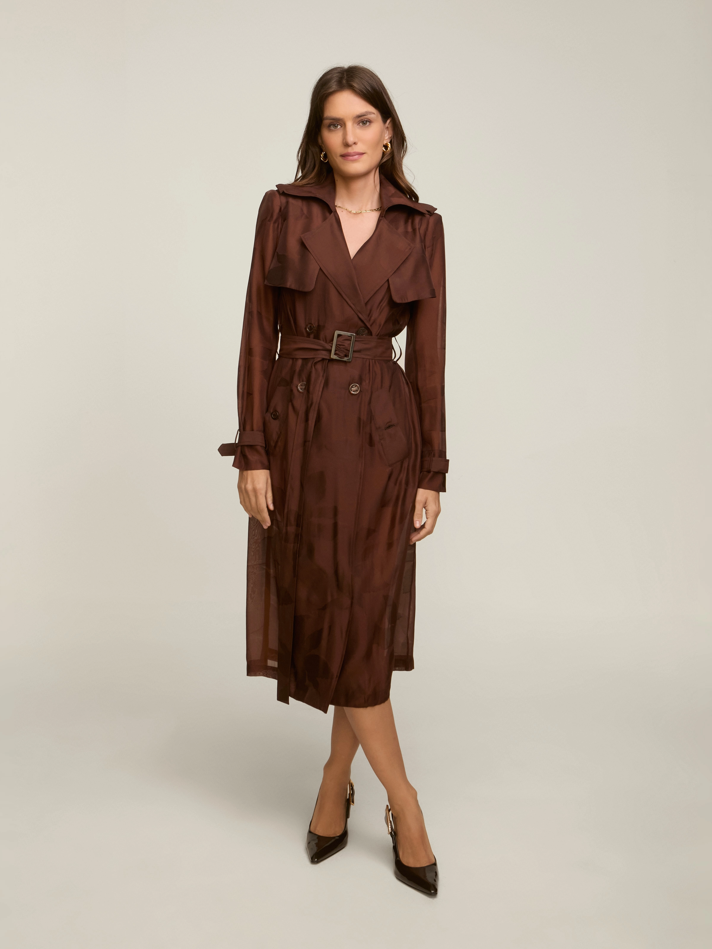 Trench Coat Eli Jacquard Brown - NIINI