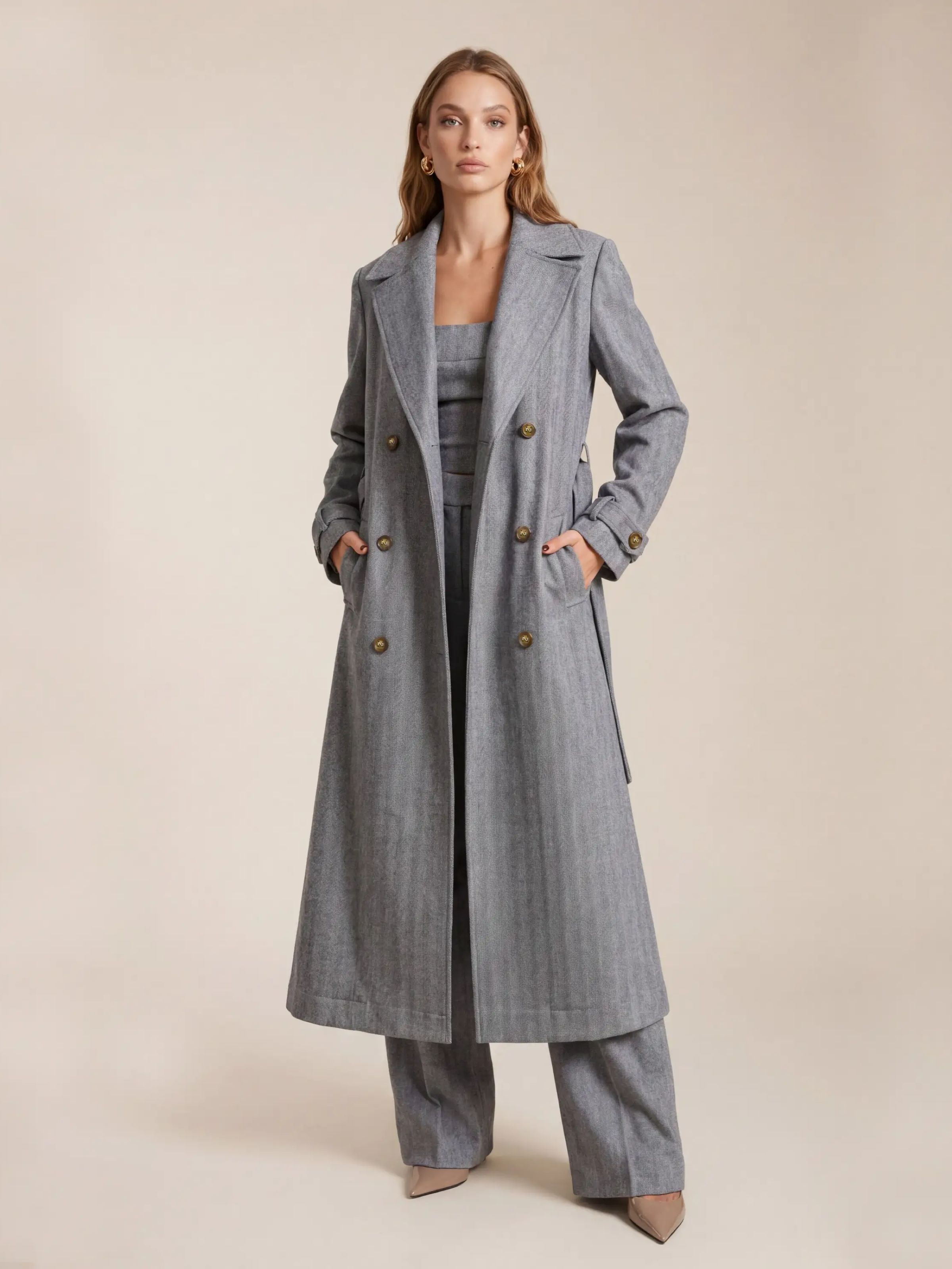 ジャケット・アウター wool mix maxi long trench coat Trench Coat Noah Navy - NIINI
